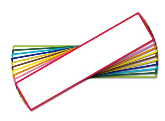 Etiketten Rechteck 115x26mm mit farbigen Rahmen