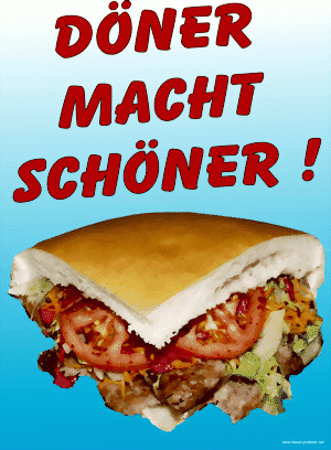 Plakat Döner macht schöner Fleischerei und Gastronomie