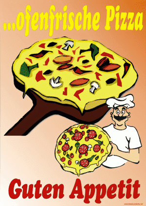 ofenfrische Pizza