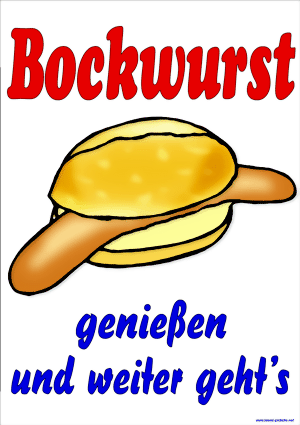 Plakat Bockwurst Fleischerei und Gastronomie Kiesel