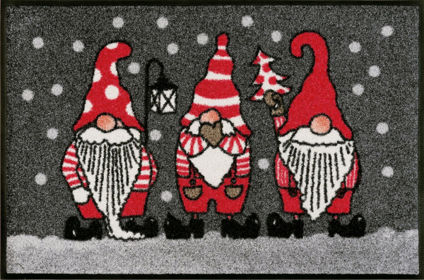 Fußmatte 50x75 cm - Motiv: Winterzwerge, rot
