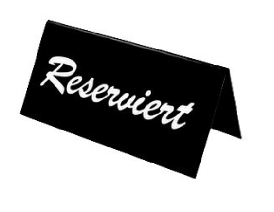 Reserviert Tischaufsteller 105 x 50 mm, Acryl schwarz - Druck weiß ( 10 Stück )