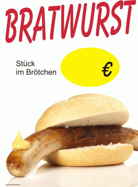 Plakat Bratwurst mit Preisfeld